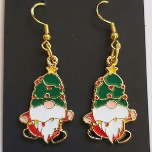 Handmade Red Green Christmas Holiday Gnome Earrings